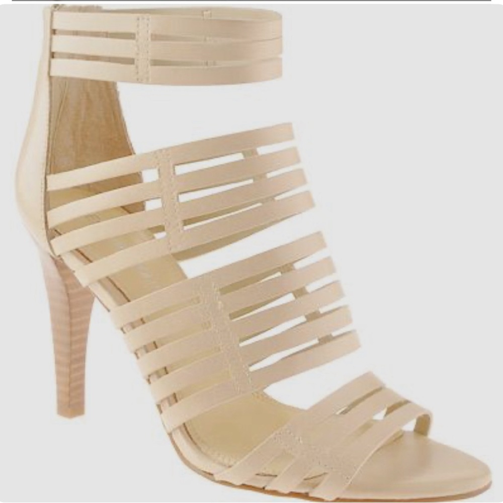 Enzo Angiolini | Cream/tan leather | Beehive sandal heels |  size 8